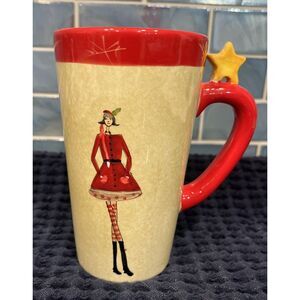 Sakura Christmas Mug Cup Festive Fashions Earthenware 16 oz Debbie Taylor-Kerman